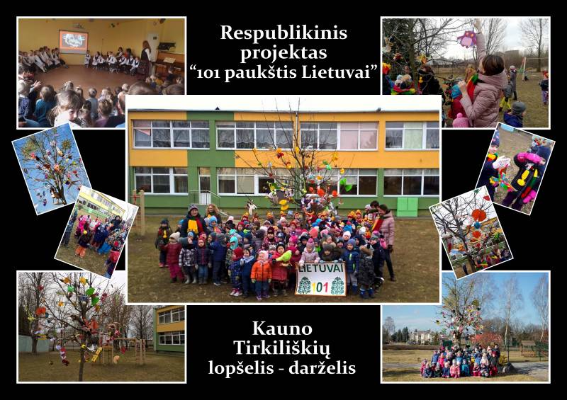 101 paukštis Lietuvai Tirkiliškių ld. koliažas