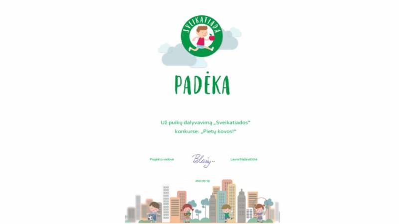 Padėka pietų kovos